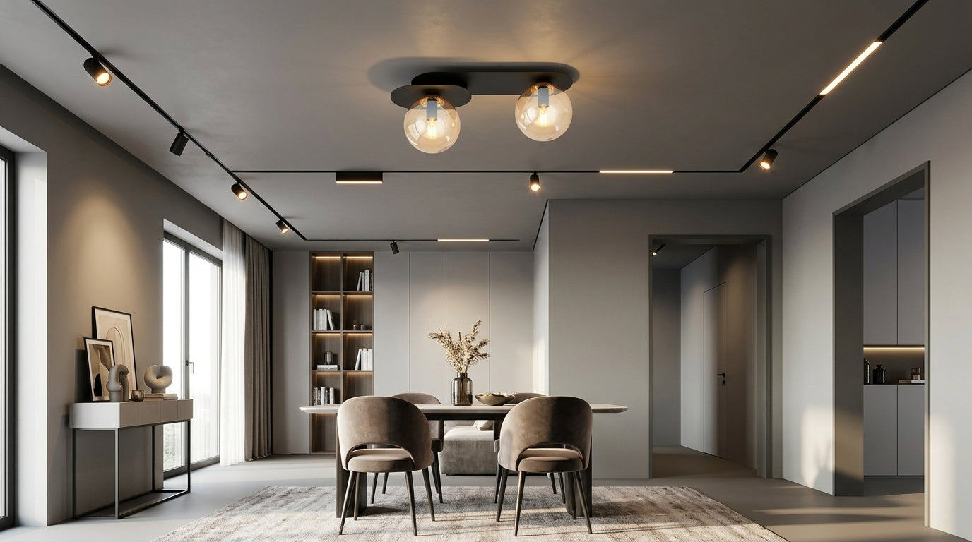 Czarna lampa sufitowa NELI z bursztynowymi kloszami 2x E14 nowoczesna