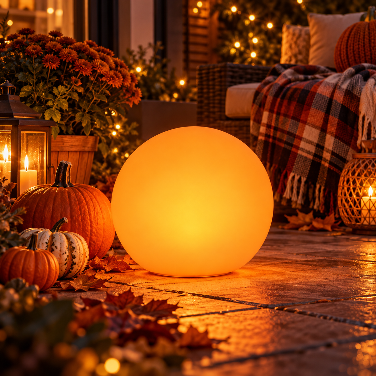 Kula LED Halloween 40 cm solarna RGB USB pilot lampa ogrodowa dekoracja