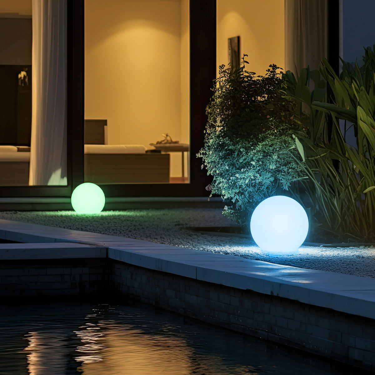 2x Kula LED Halloween 30 i 40 cm RGB Solarna USB Pilot Dekoracja Ogrodowa