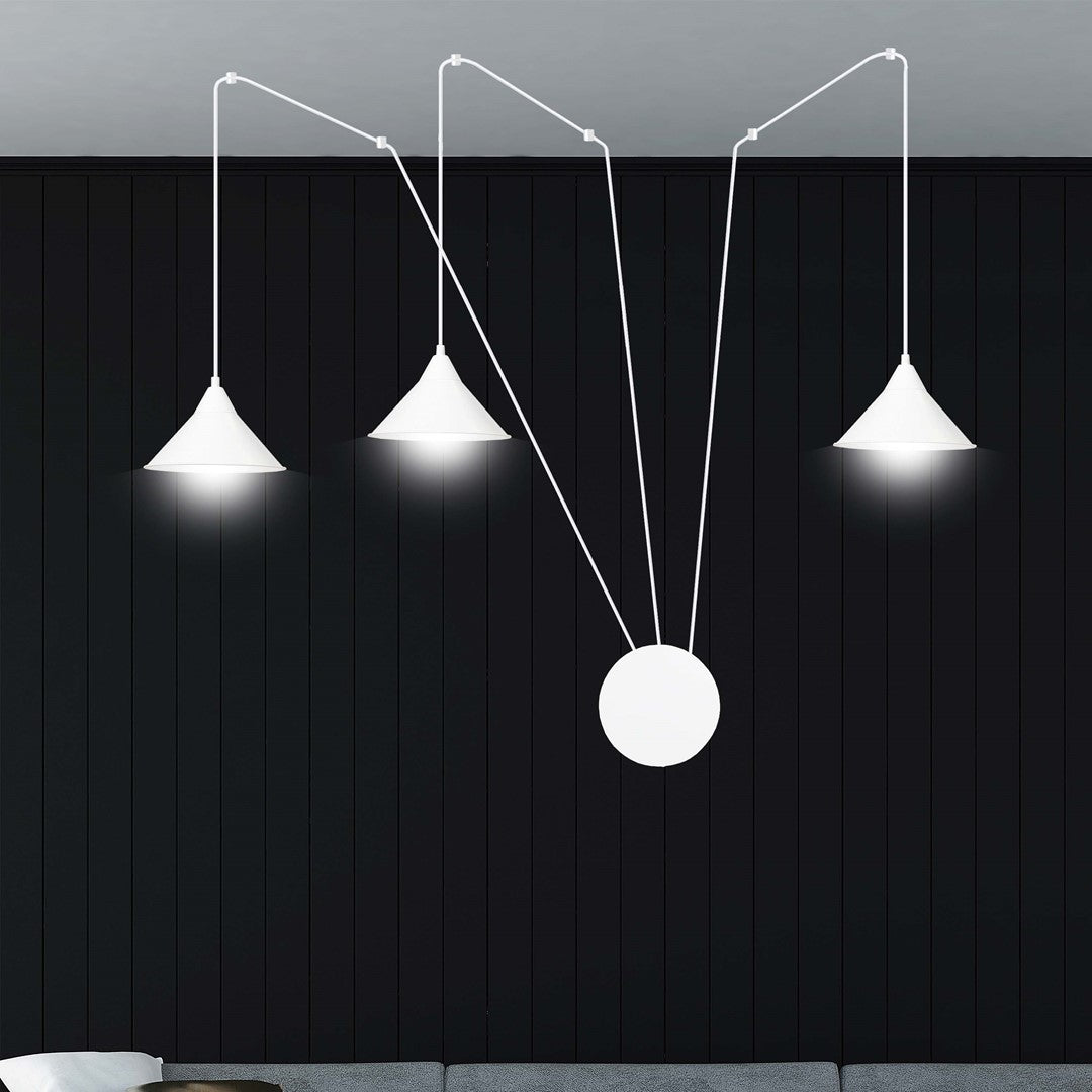 Lampa wisząca ABRAMO 3 WHITE nowoczesna, loft, biała