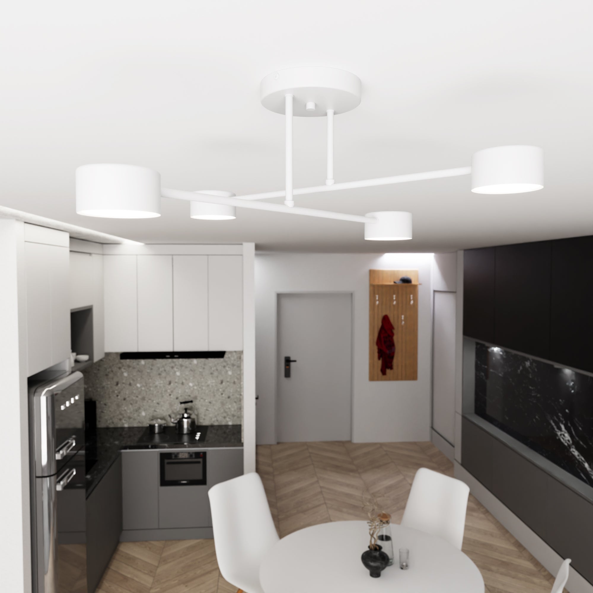 Lampa sufitowa INEZ 4-punktowa BIAŁA plafon 60cm Minimalistyczna Metal