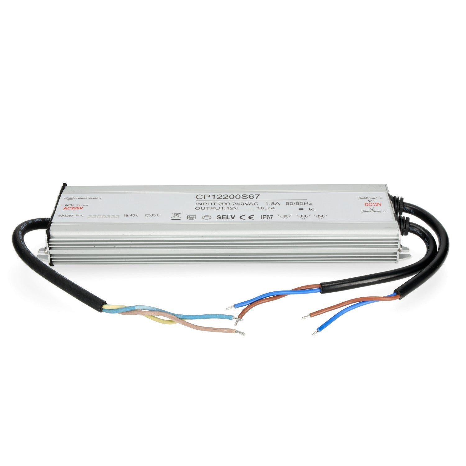 Zasilacz LED instalacyjny TAŚMY LED 12V 200W 16,7A IP67