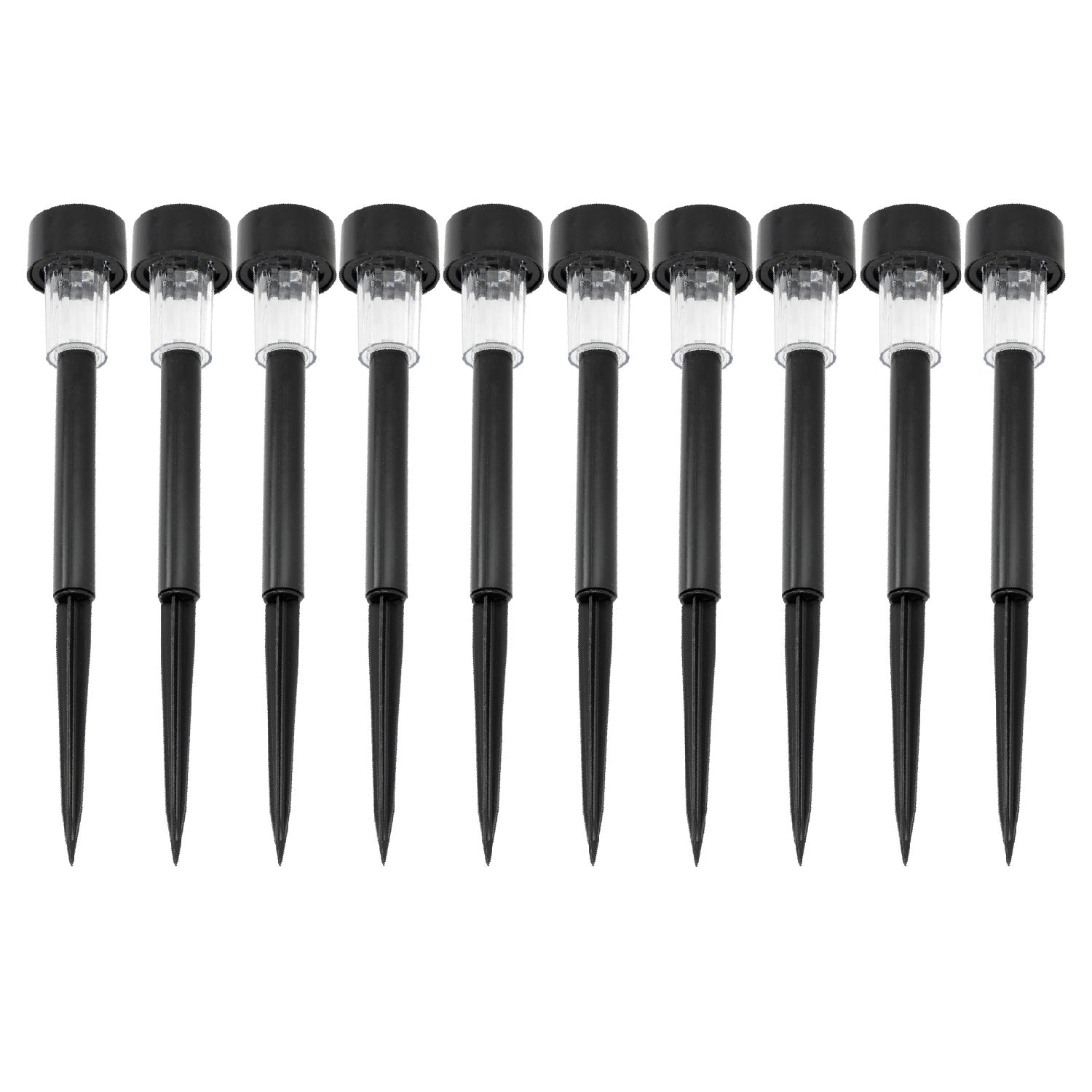 Zestaw 10 szt. solarna lampa wbijana CALLA czarna OGRODOWA barwa zimna 31cm