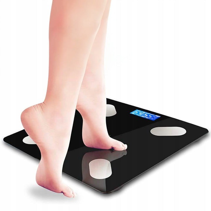 WAGA ŁAZIENKOWA Analityczna Elektroniczna BLUETOOTH APLIKACJA 180kg 32w1