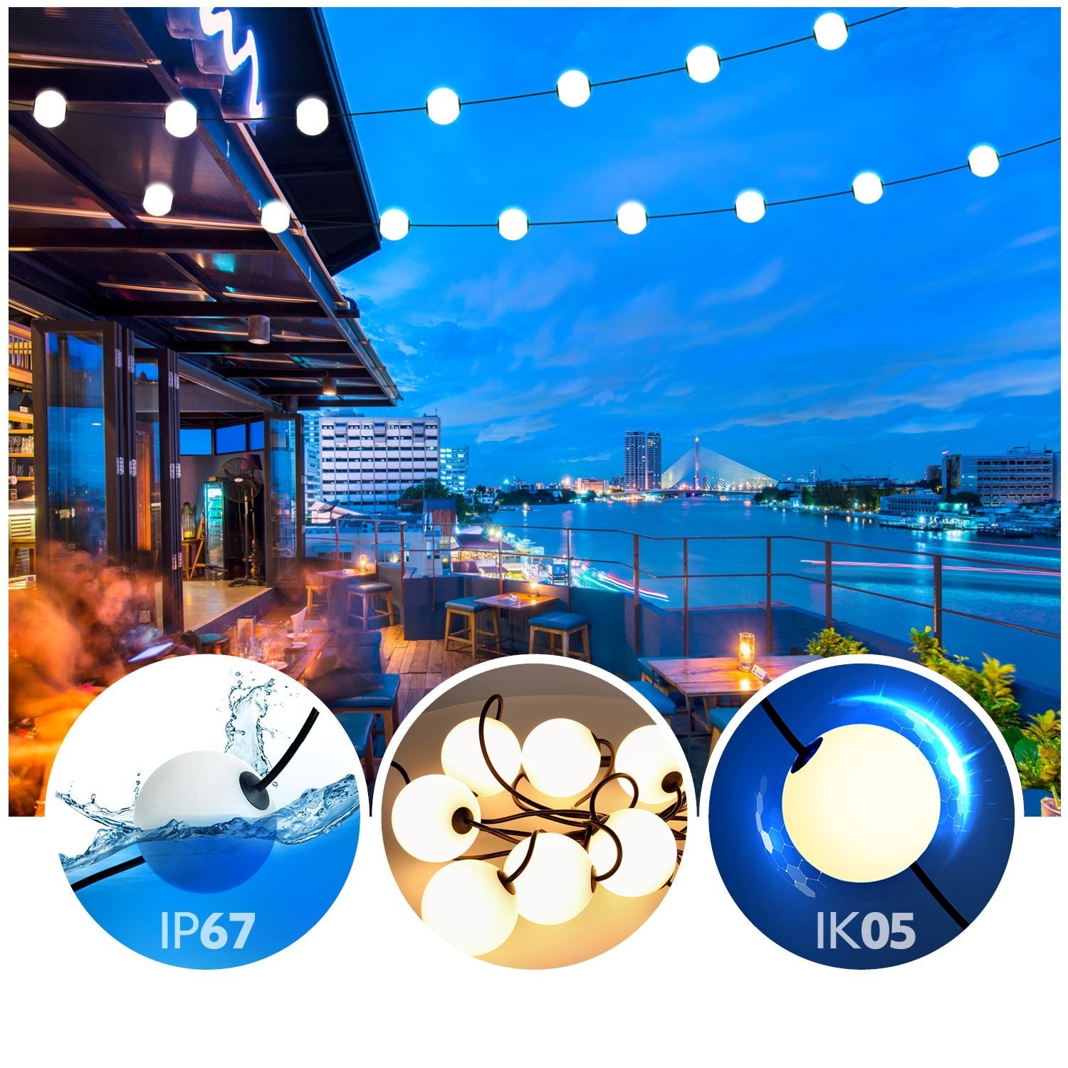 2x Girlanda ogrodowa VENEZIA LED 10 kul wodoodporna BARWA CIEPŁA do ogrodu - LAITICA