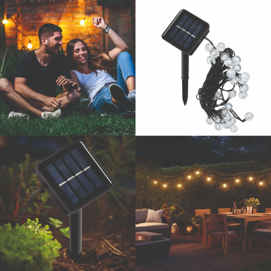 Girlanda solarna ogrodowa ALIA 30 LED ozdobne kulki BARWA CIEPŁA łańcuch