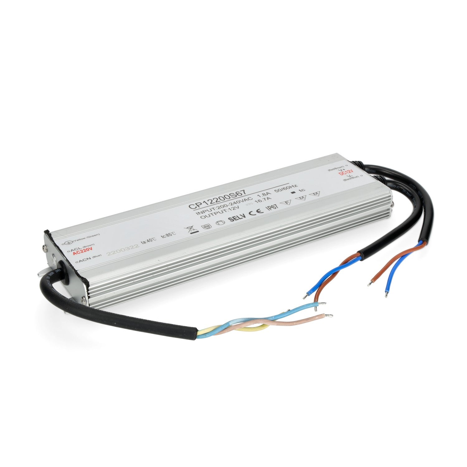 Zasilacz LED instalacyjny TAŚMY LED 12V 200W 16,7A IP67