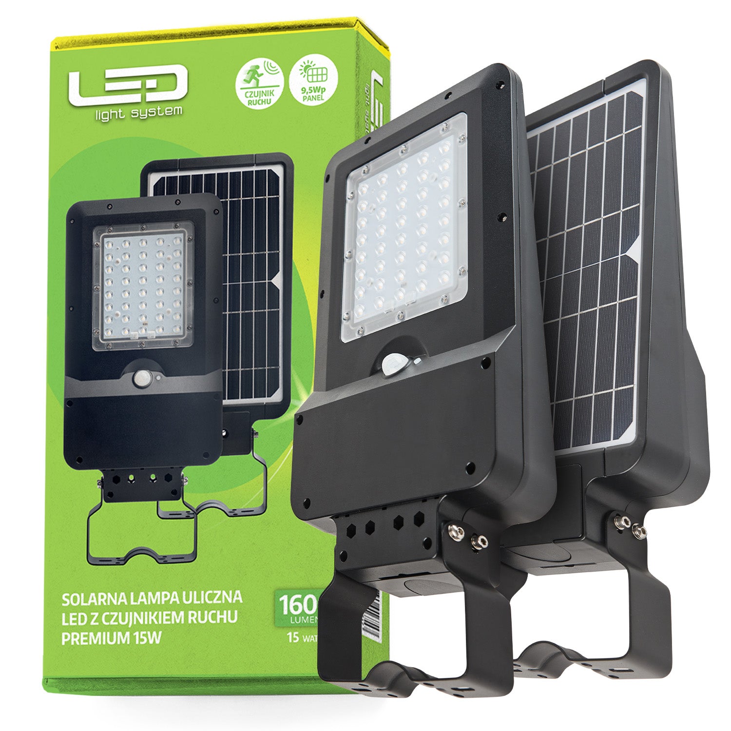 Lampa ULICZNA Solarna Czujnik Ruchu Latarnia 15W Naświetlacz IP65 MOCNA