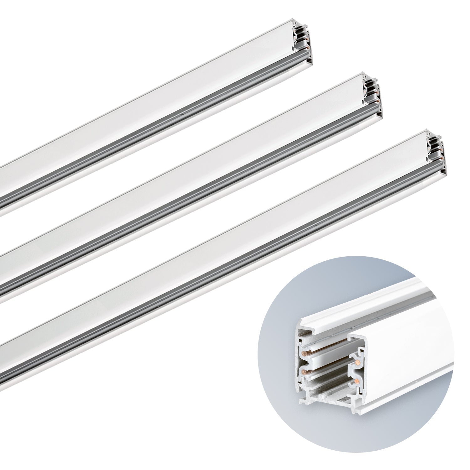3x Szyna oświetleniowa 3 - fazowa 1m BIAŁA do LED NEXTRACK Szynoprzewód - LAITICA