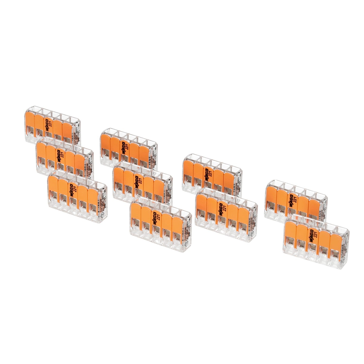 ZESTAW 10x Szybkozłączki WAGO 5 gniazd 0,14-4mm 221-415 złączka zaciskowa