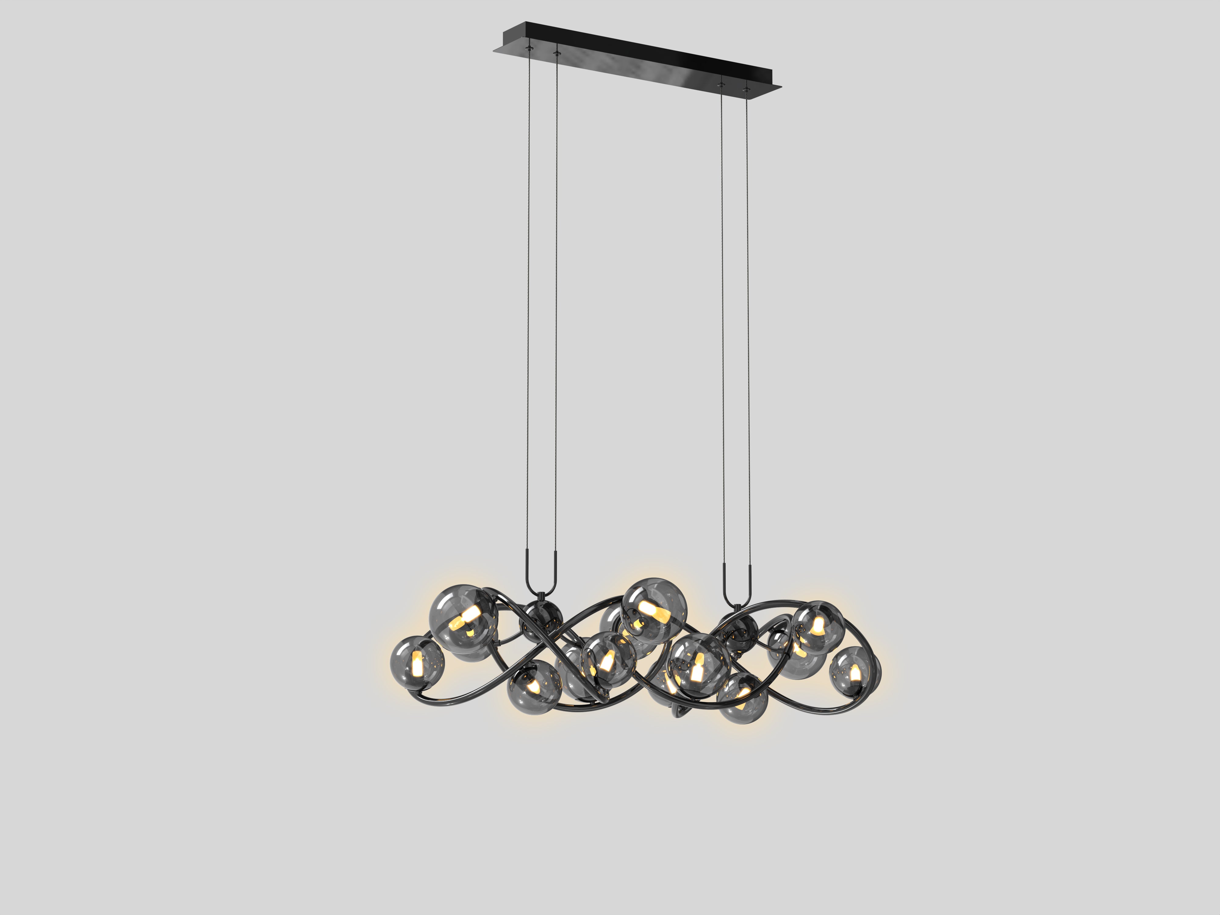 Lampa wisząca MALTA DUŻA 14 kloszy 3000K do jadalni czarny chrom sufitowa