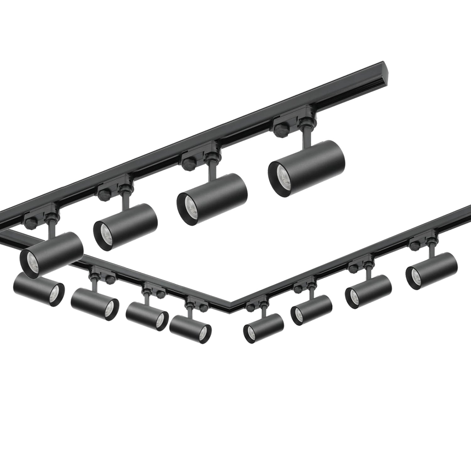 Zestaw szynowy 3 fazowy szyna 1m+2m+2m, 12x Lampa, łącznik L CZARNY