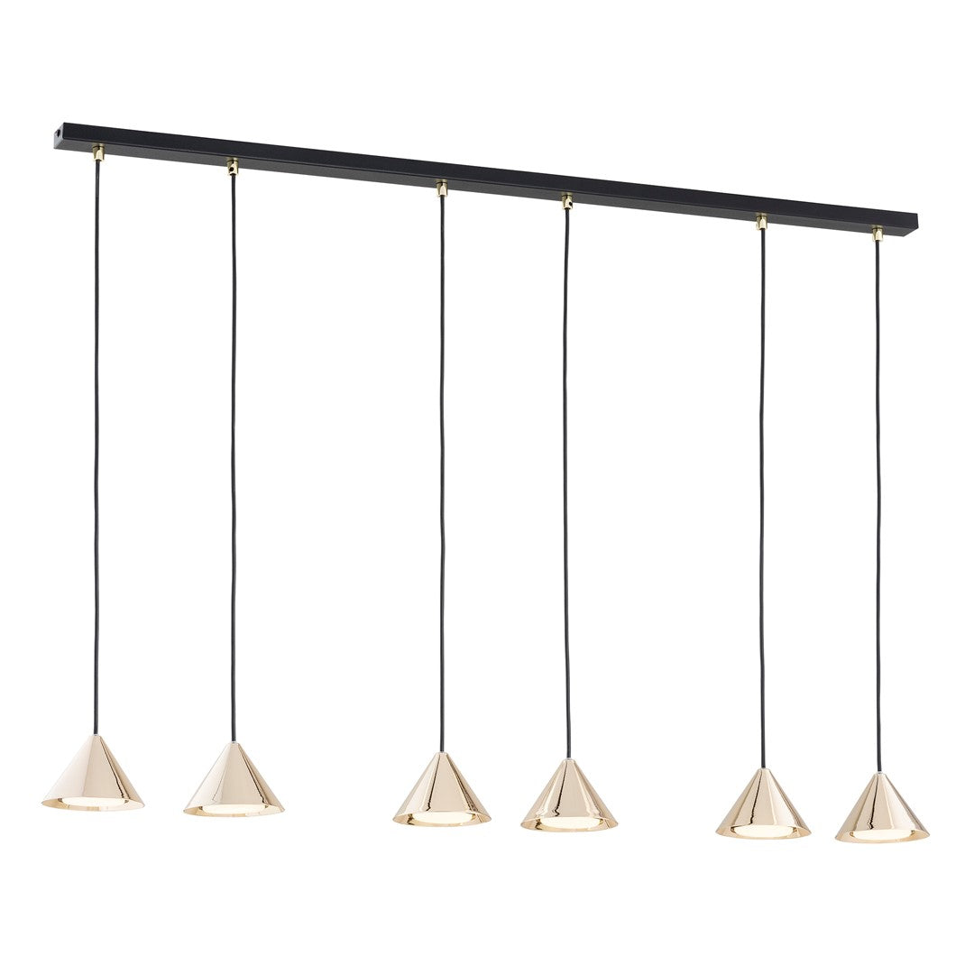 Czarna lampa wisząca MARINA zwis klosz stożek złoty 6xGX53 REGULOWANA
