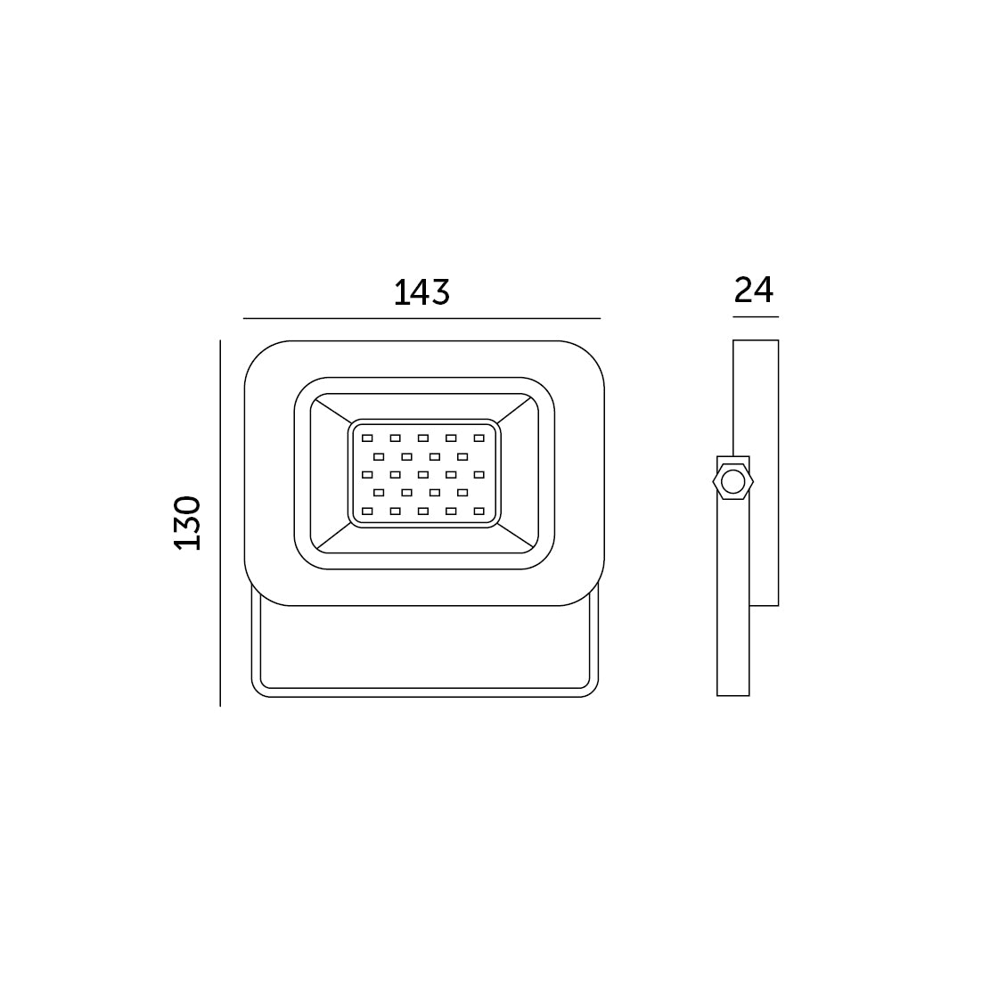Praktyczny projektor oświetleniowy TOKIO 20W czarny barwa zimnobiała wymiary