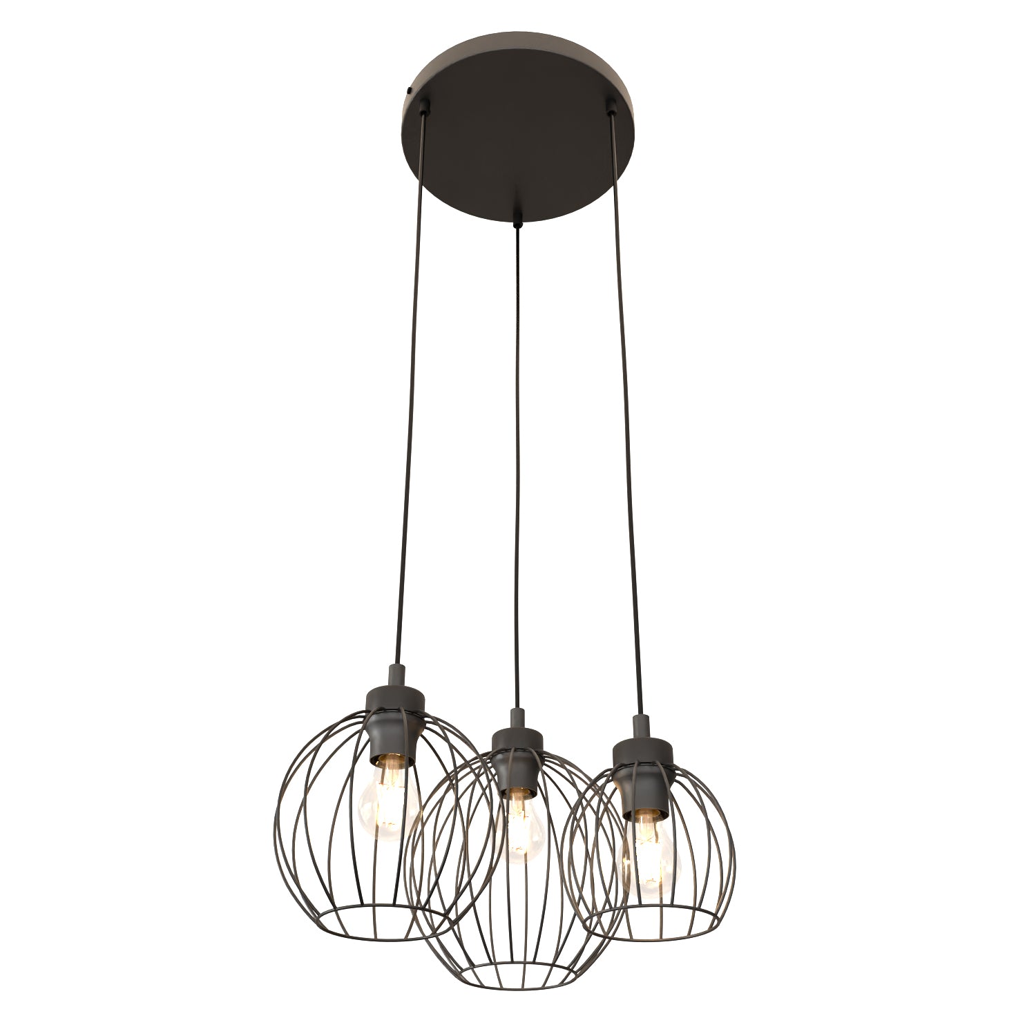 Lampa Wisząca Metalowa LIMA Potrójna 3xE27 Druciane Klosze Regulowana Loft