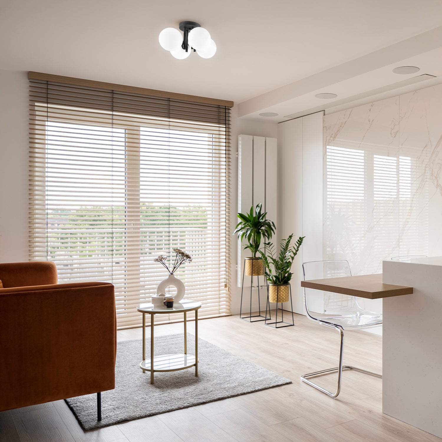 Poczwórna Lampa Sufitowa Chrom Klosze Okrągłe 4xG9 Nowoczesna Przysufitowa