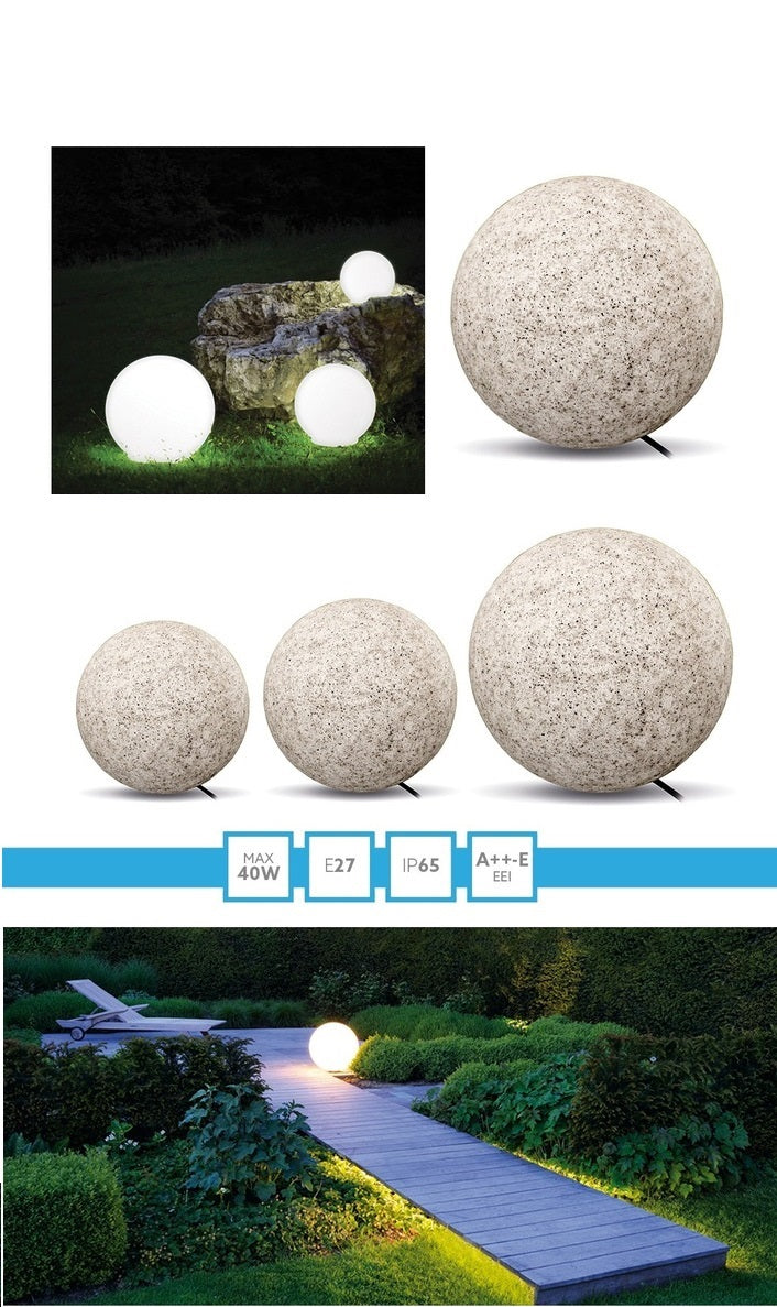 3x Lampa Kula świecąca OGRODOWA FLORA wodoodporna imitacja marmuru