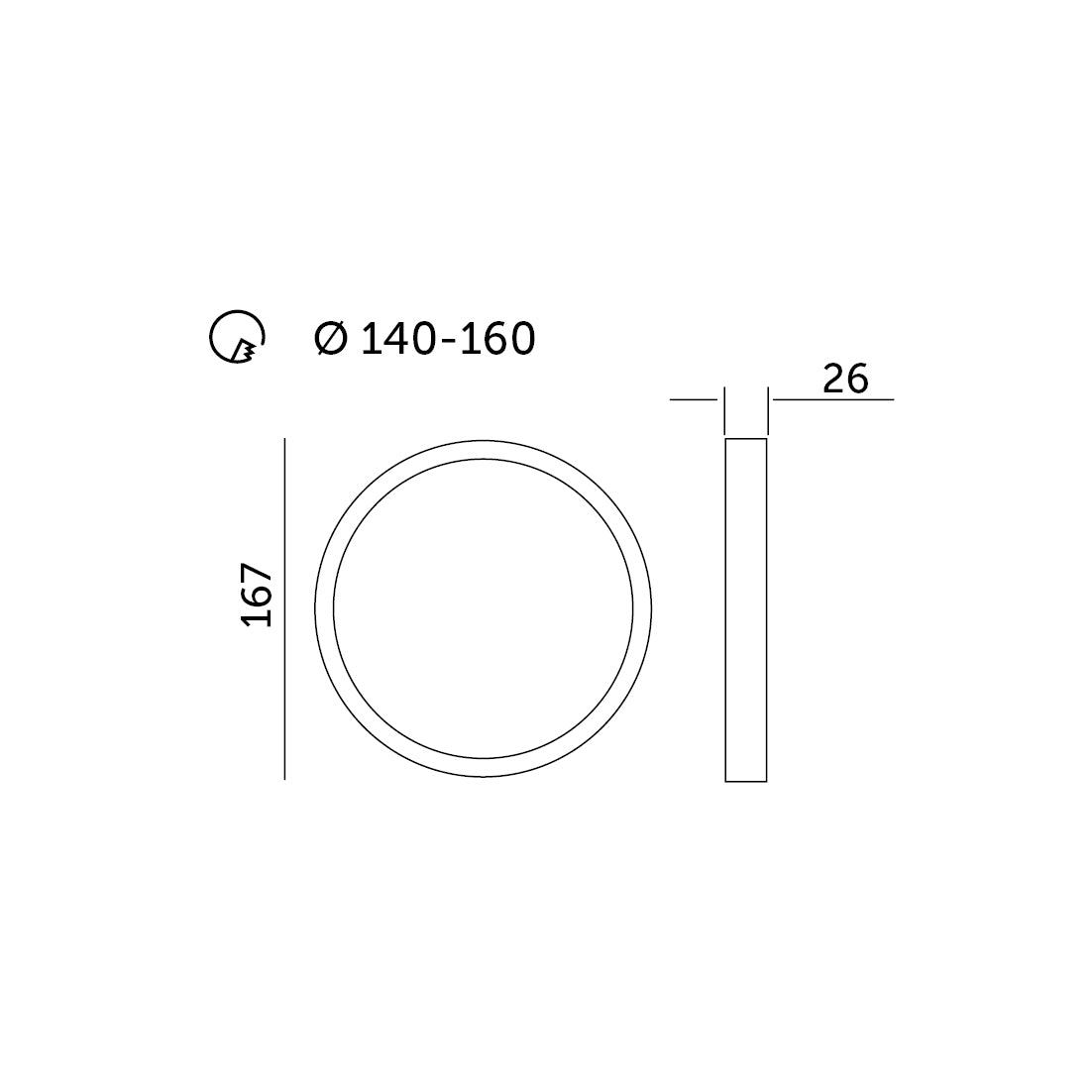 Oprawa ledowa PARETI CIRCLE X 12W barwa neutralna biała do wbudowania wymiary