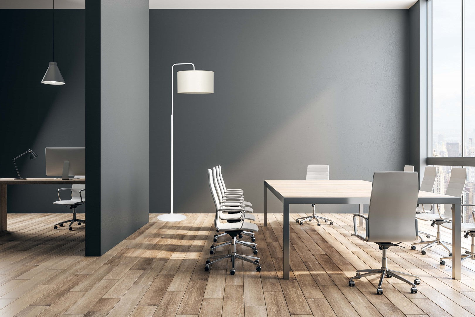 Lampa podłogowa TRAPO LP1 WH ECRU biała, ecru, abażur