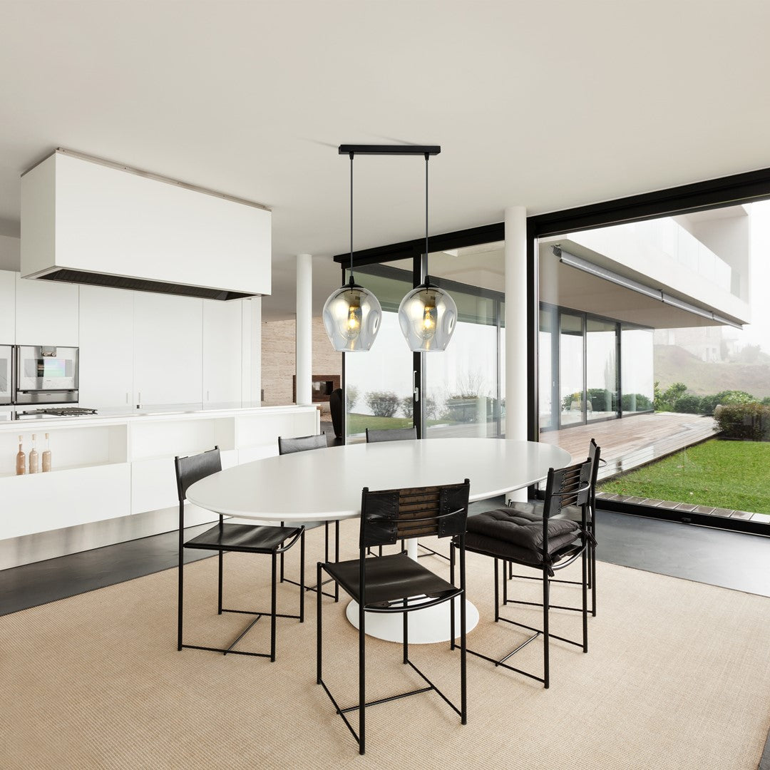 Lampa wisząca ISTAR 2 BL GRAFIT loft, klosze grafit, czarna