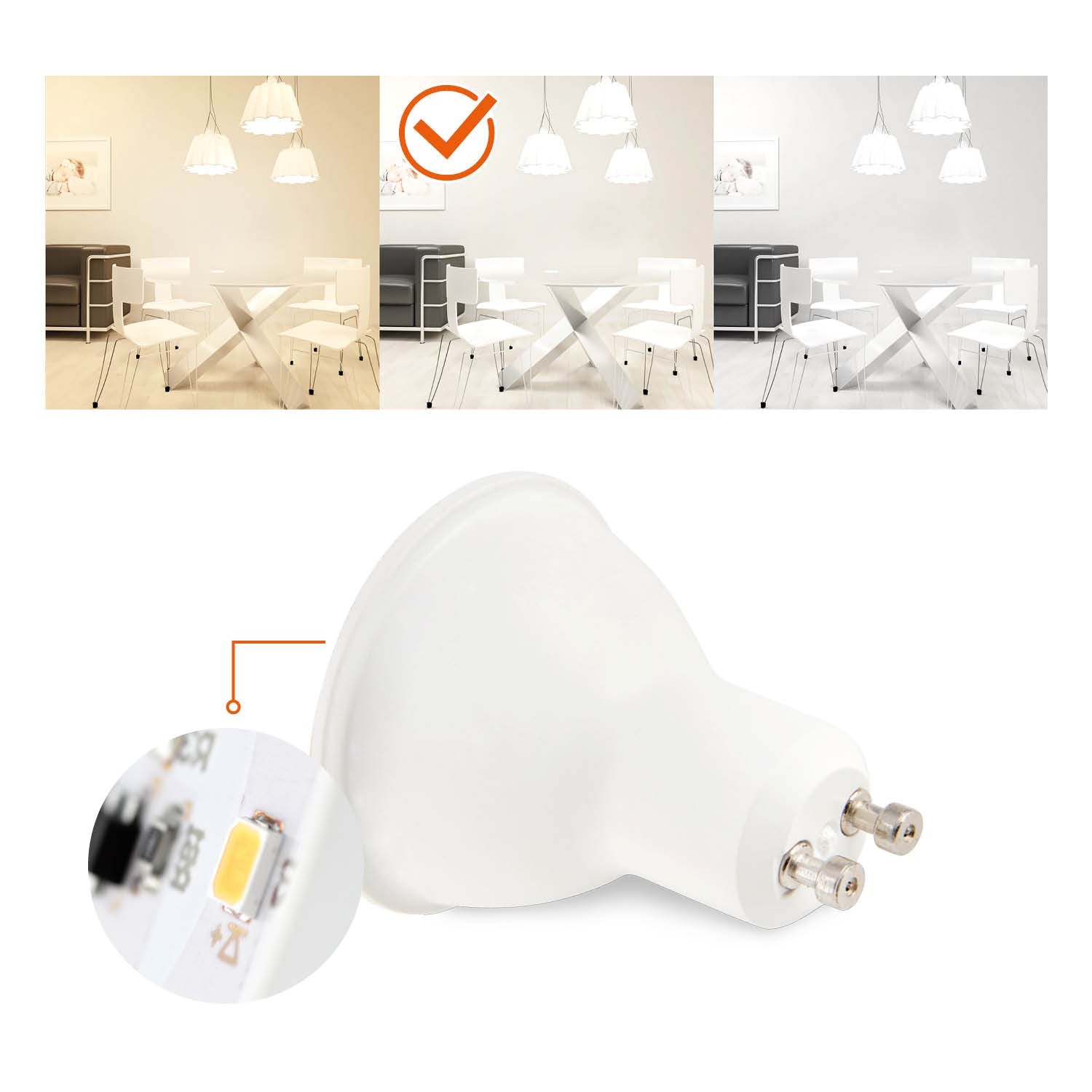 6x Żarówka LED GU10 7W Barwa NEUTRALNA BIAŁA 4000K 600lm ZESTAW - LAITICA