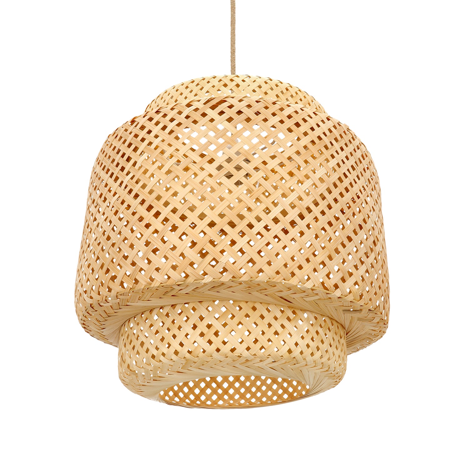 Boho Lampa WISZĄCA BONN RW pleciony klosz DUŻA 40cm E27 biała podsufitówka