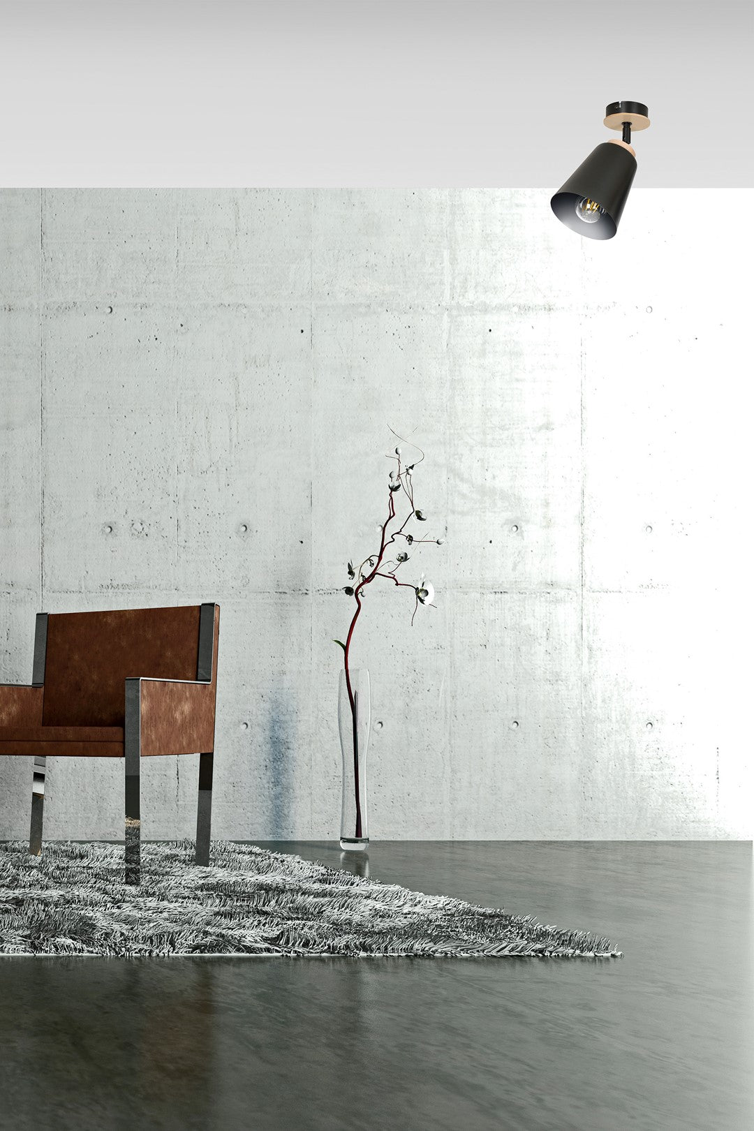 Lampa sufitowa ATLAS 1 BLACK skandynawska, drewno, czarna