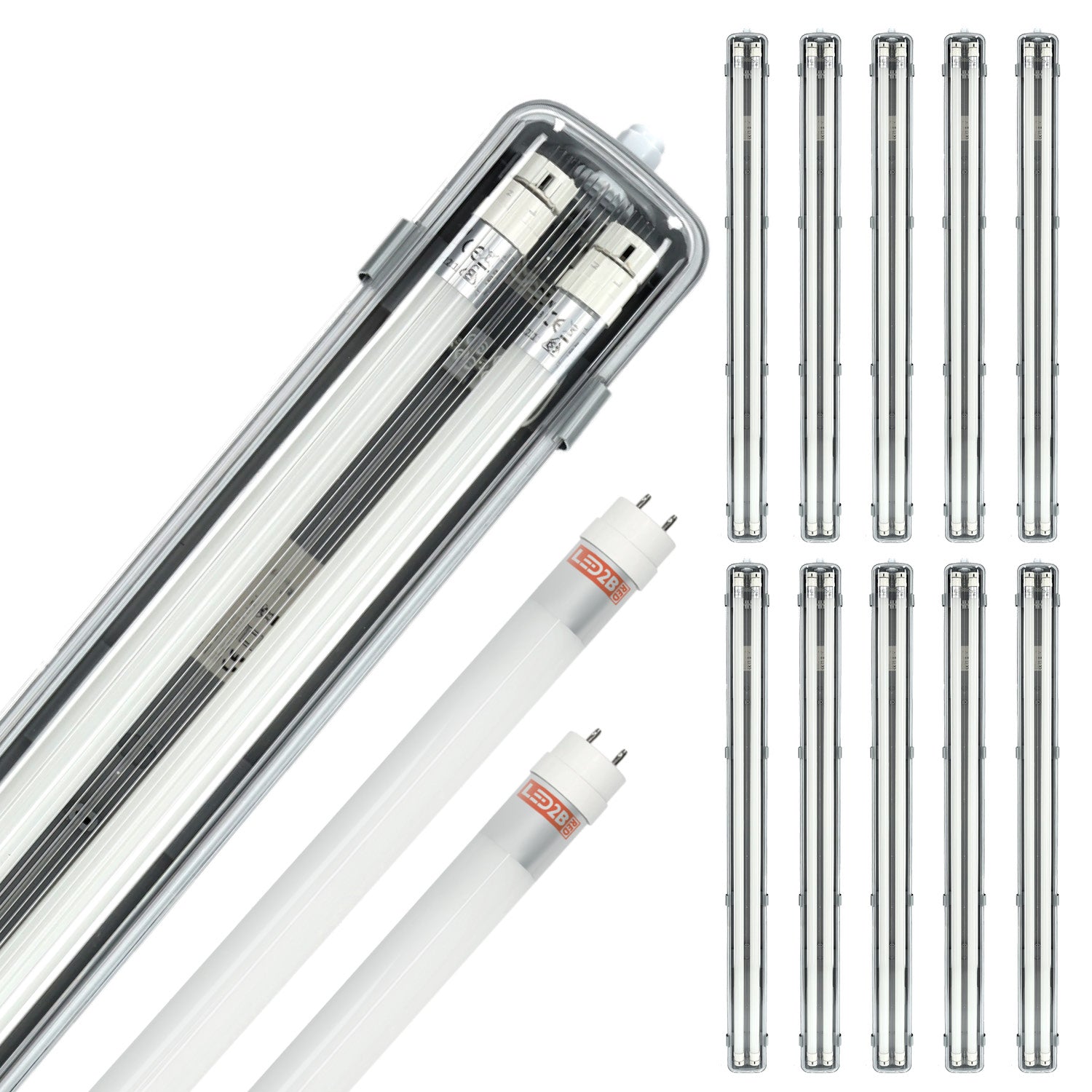 Zestaw 10x oprawa hermetyczna AQUA M 2x120 + 20x świetlówka 18W neutralna