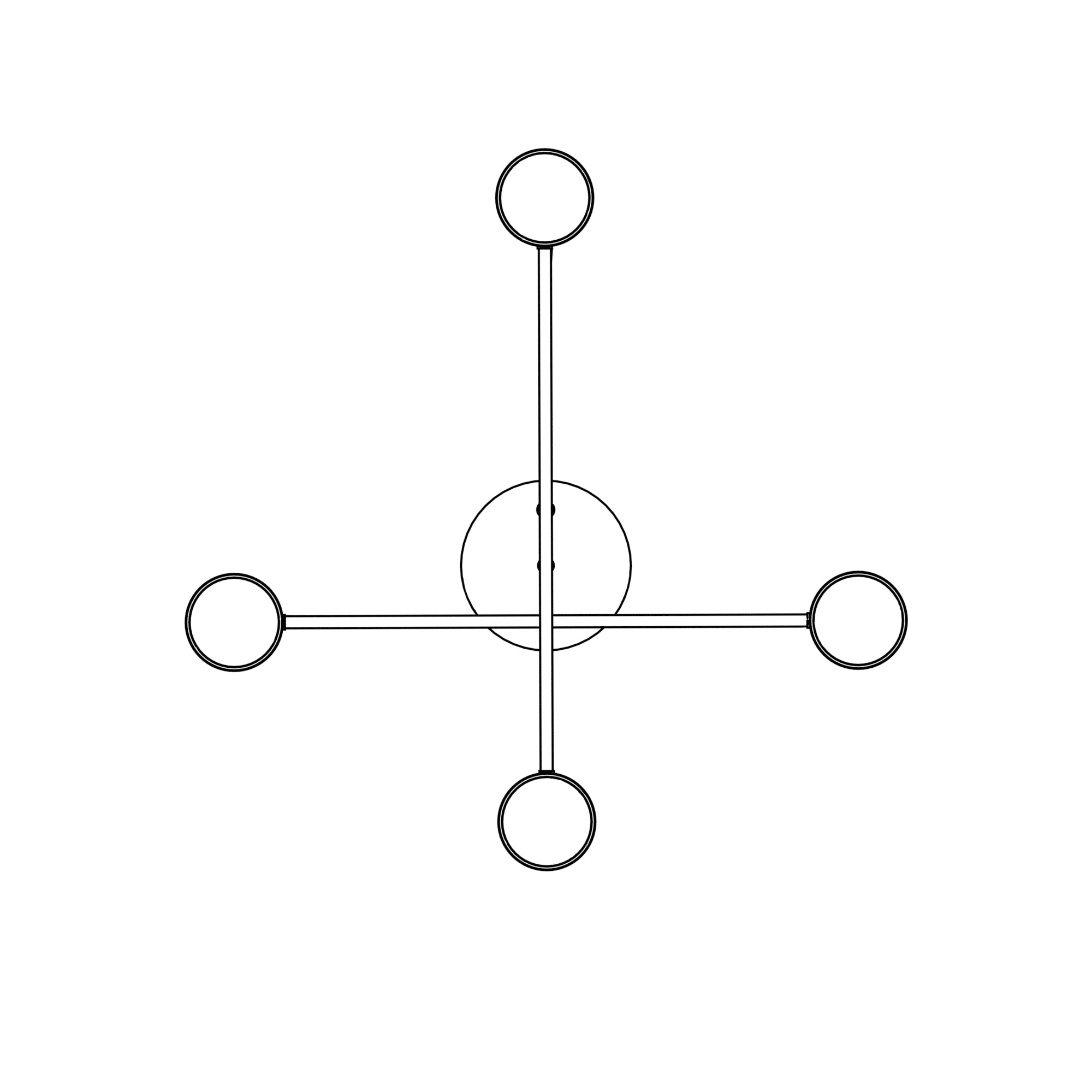 Lampa sufitowa INEZ 4-punktowa CZARNA plafon 60cm Minimalistyczna Metal