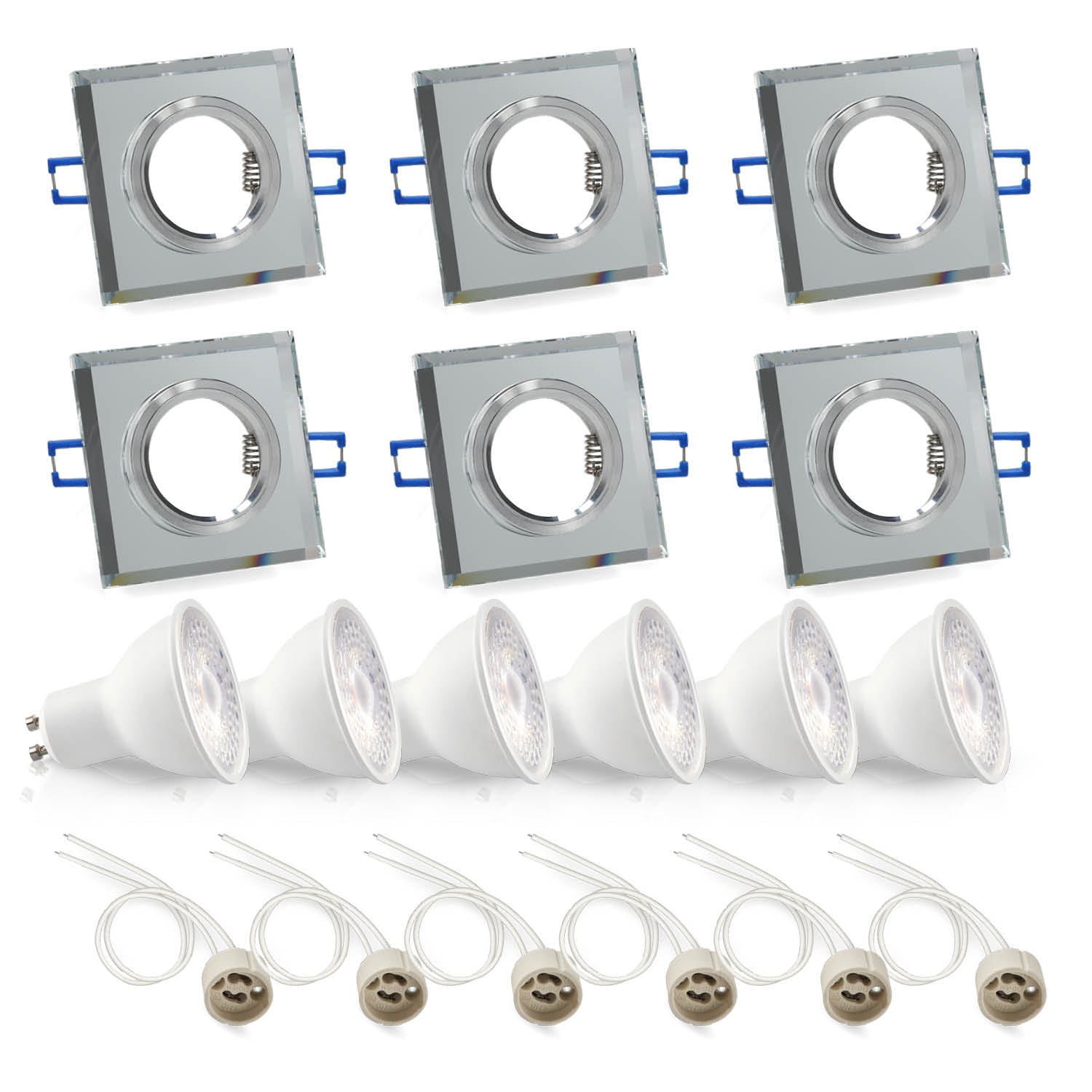 Zestaw 6x oprawa halogenowa przeźroczysta LUMO8N + LED GU10 5W premium neutralna