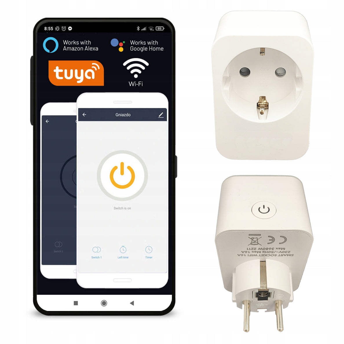 Gniazdko SMART licznik Energii Elektrycznej Zużycia Prądu sterowanie WiFi