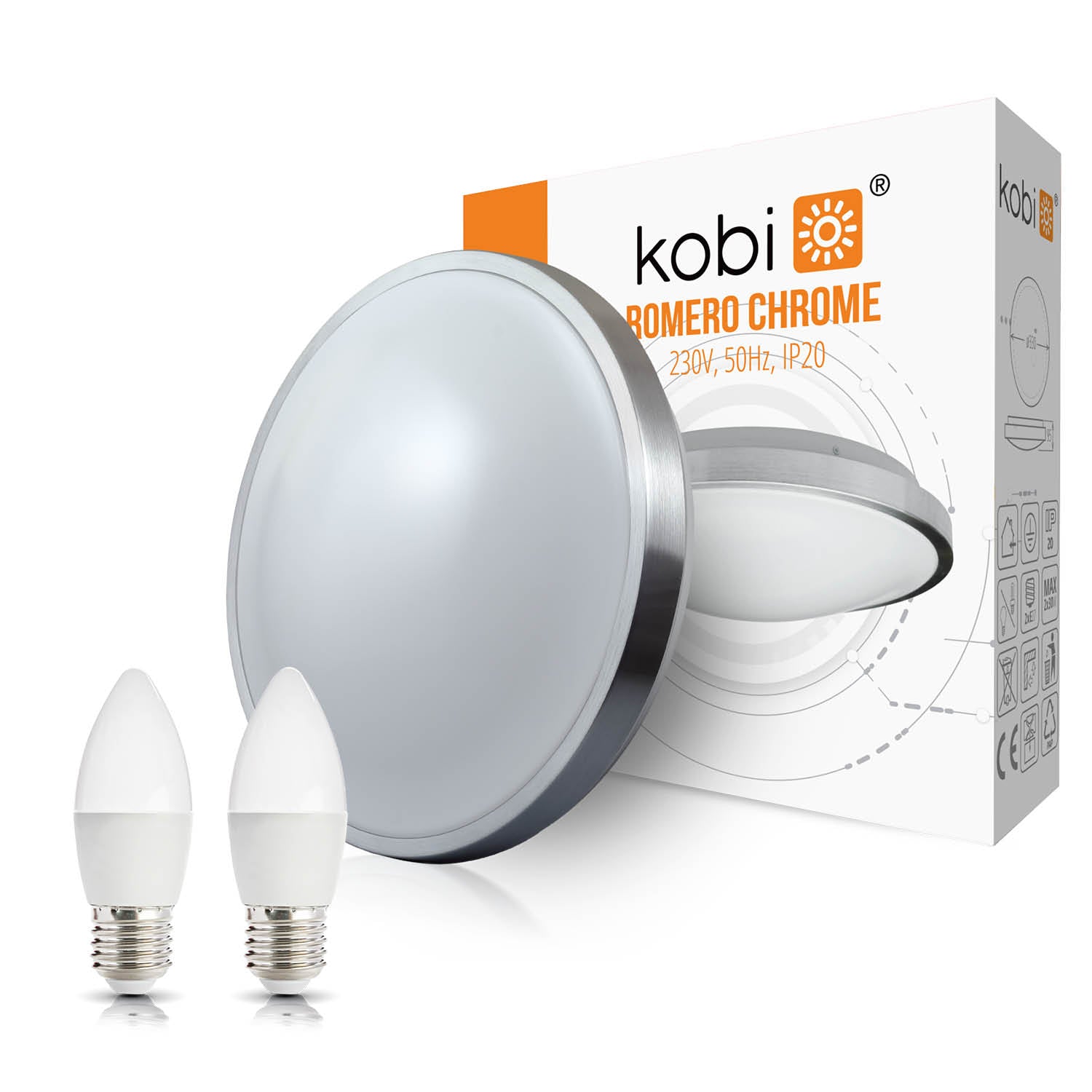 Zestaw oprawa oświetleniowa LUXO chrom + 2x żarówka ledowa LED 7W E27 4000K