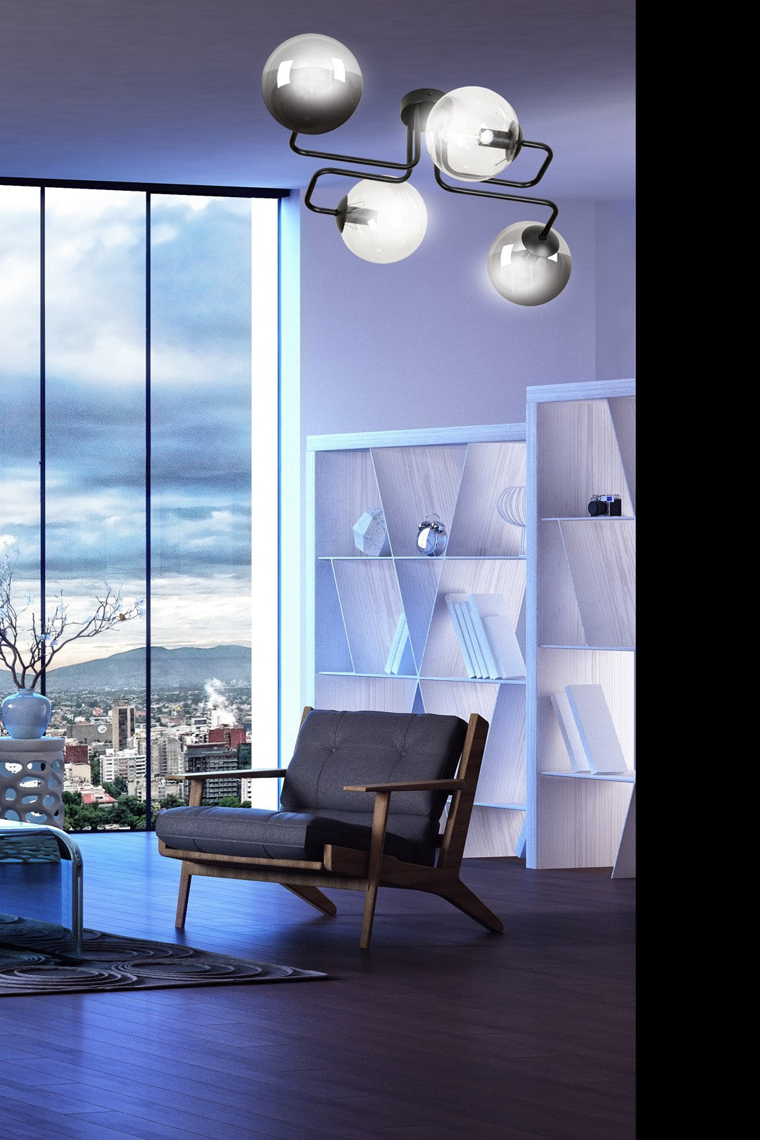 Lampa sufitowa BRENDI 4 BL MIX 1 loft klosz mix czarna