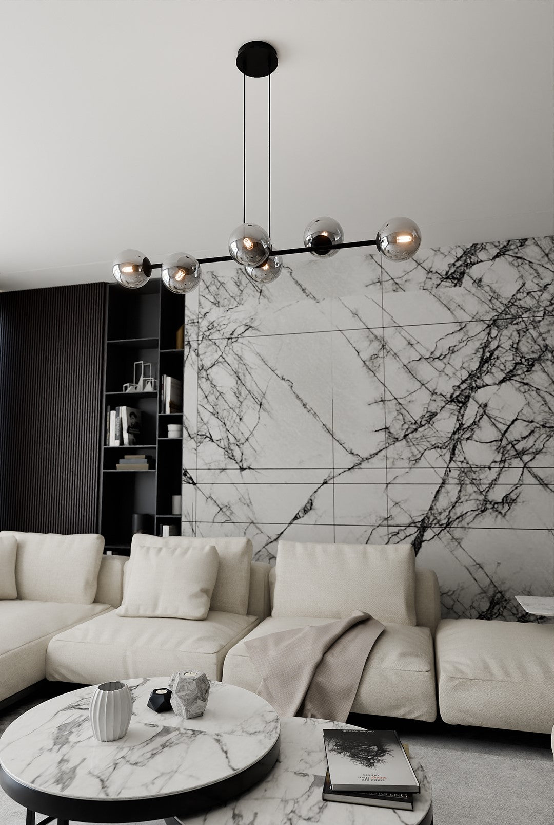 Lampa wisząca ROSSI 6 BL GRAFIT klosz grafit, czarna