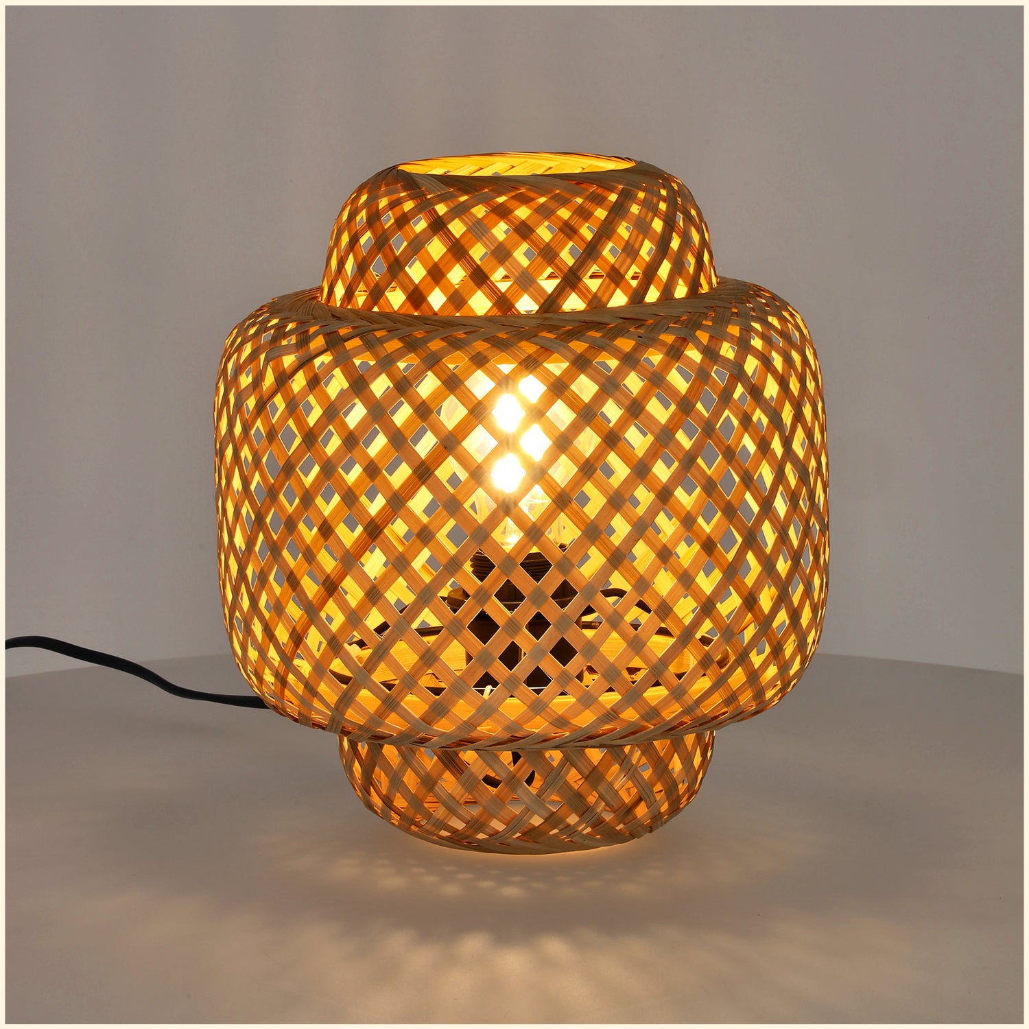 Lampa stołowa mała BOHO BONN MINI 22cm pleciona BAMBUSOWA naturalna 1xE27