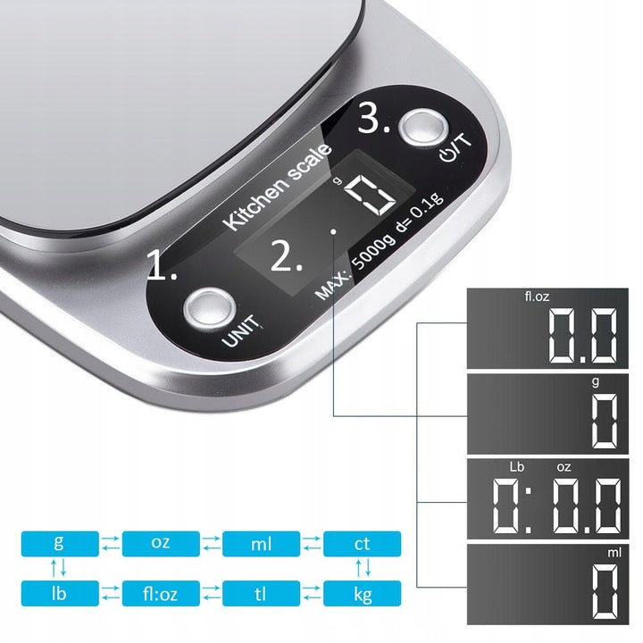Waga Kuchenna PRECYZYJNA 5000g/0,1g WYŚWIETLACZ LCD JUBILERSKA