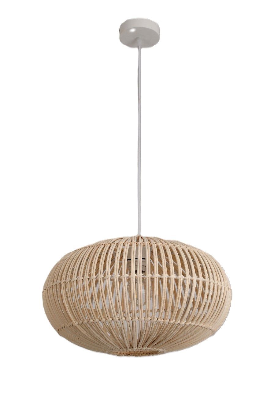 Dekoracyjna lampa Wisząca BONTI bambusowa Naturalny klosz Biały zwis 1xE27