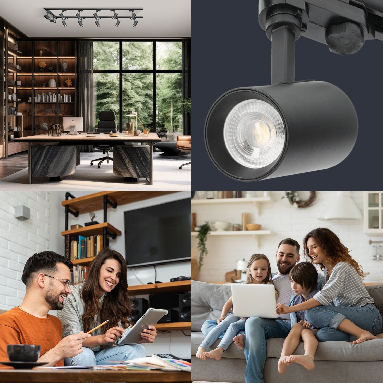 Zestaw szynowy 3 fazowy szyna 1m+2m+2m, 12x Lampa, łącznik L CZARNY