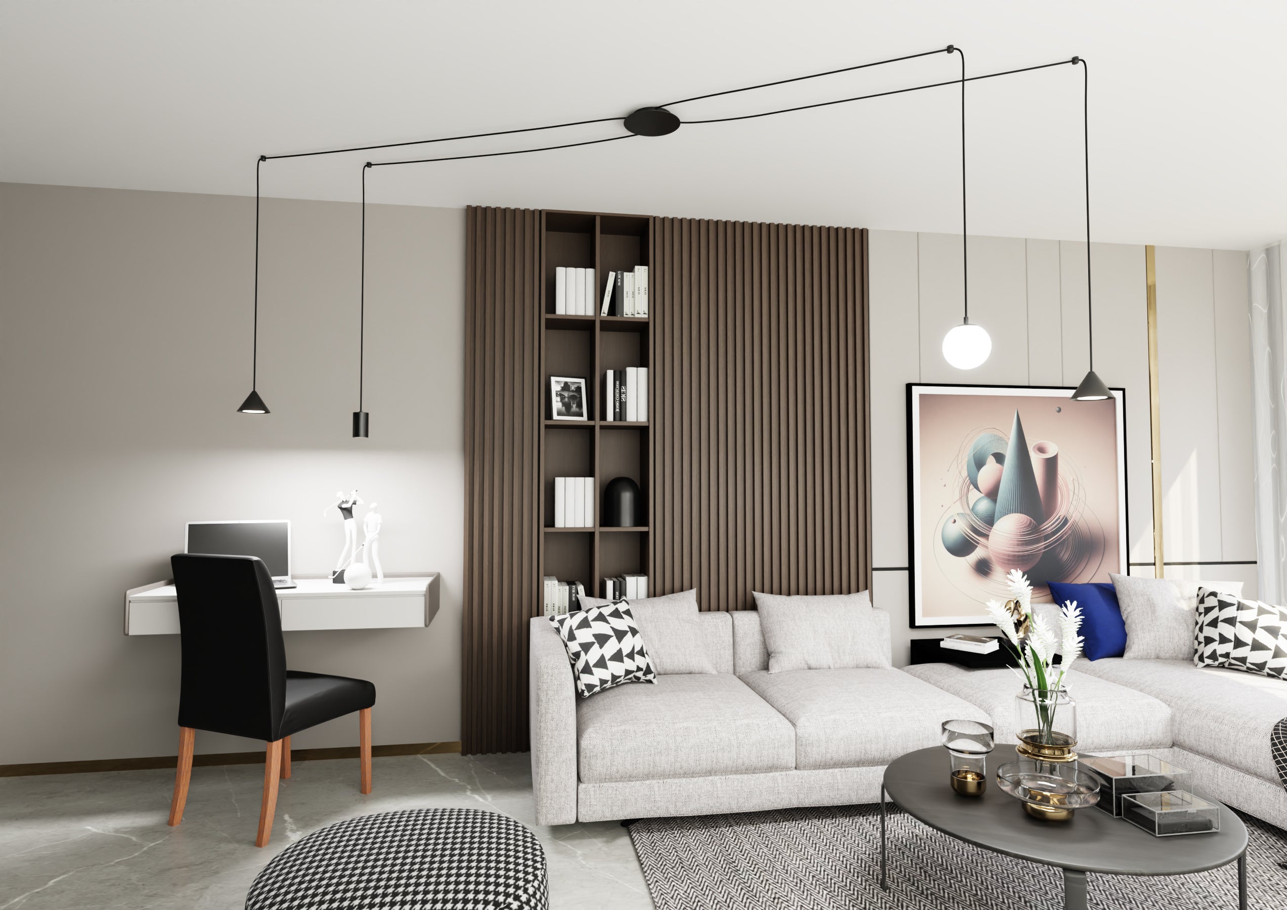 Designerska Lampa Wisząca INEZ pająk RÓŻNE KLOSZE czarna 4 ramienna Zwis