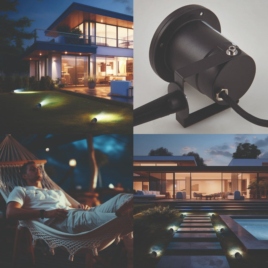 ZESTAW 6x Lampa ogrodowa PORTO + 6x żarówka GU10 3W premium ZIMNA