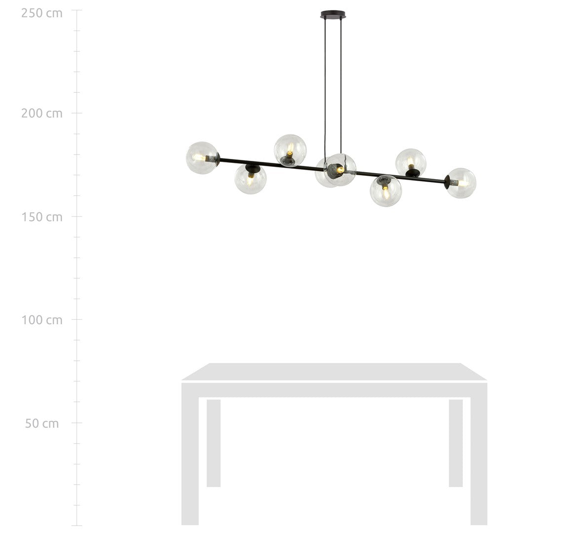 Czarna Lampa wisząca NICEA ponadczasowy design KLOSZ szklany przeźroczysty