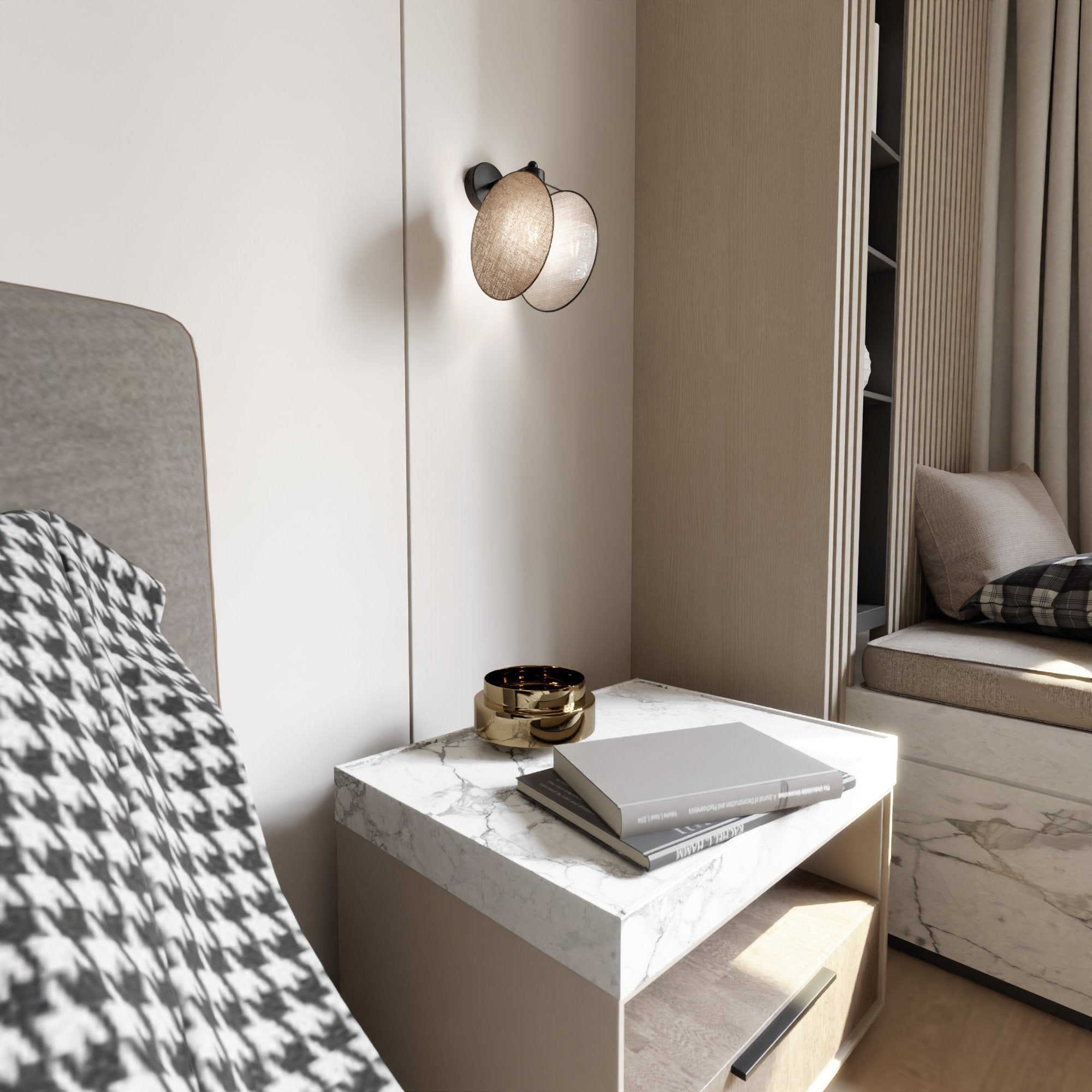 Kinkiet ścienny NELI metal i tworzywo lampa ścienna 1xE27 odcienie beżu