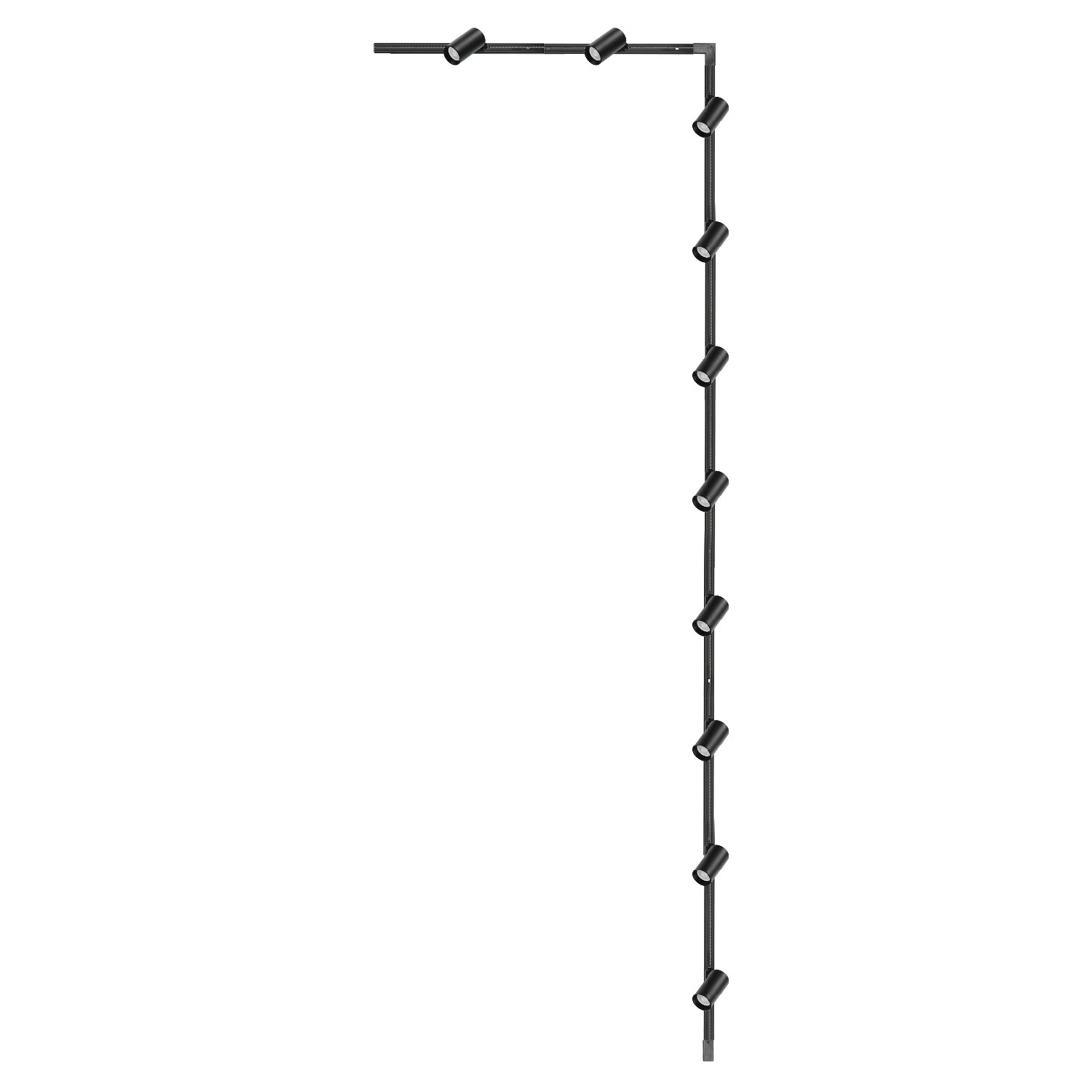 Zestaw szynowy 3 fazowy szyna 1m+1m+2m, 10x Lampa, łącznik I + L CZARNY