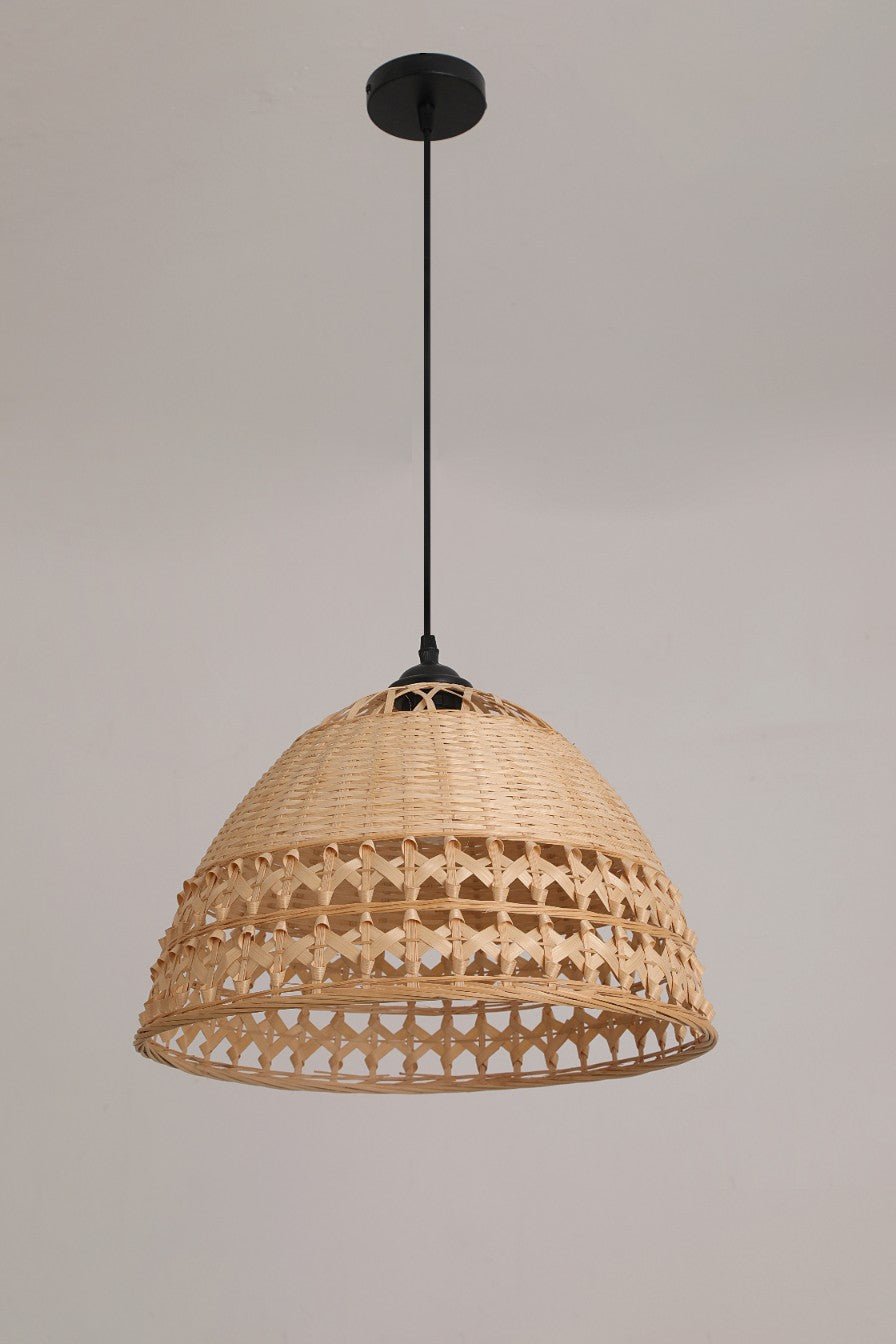 Bambusowa Lampa BAYOS Wisząca Sufitowa pleciony klosz Boho 1xE27 nautralna - LAITICA