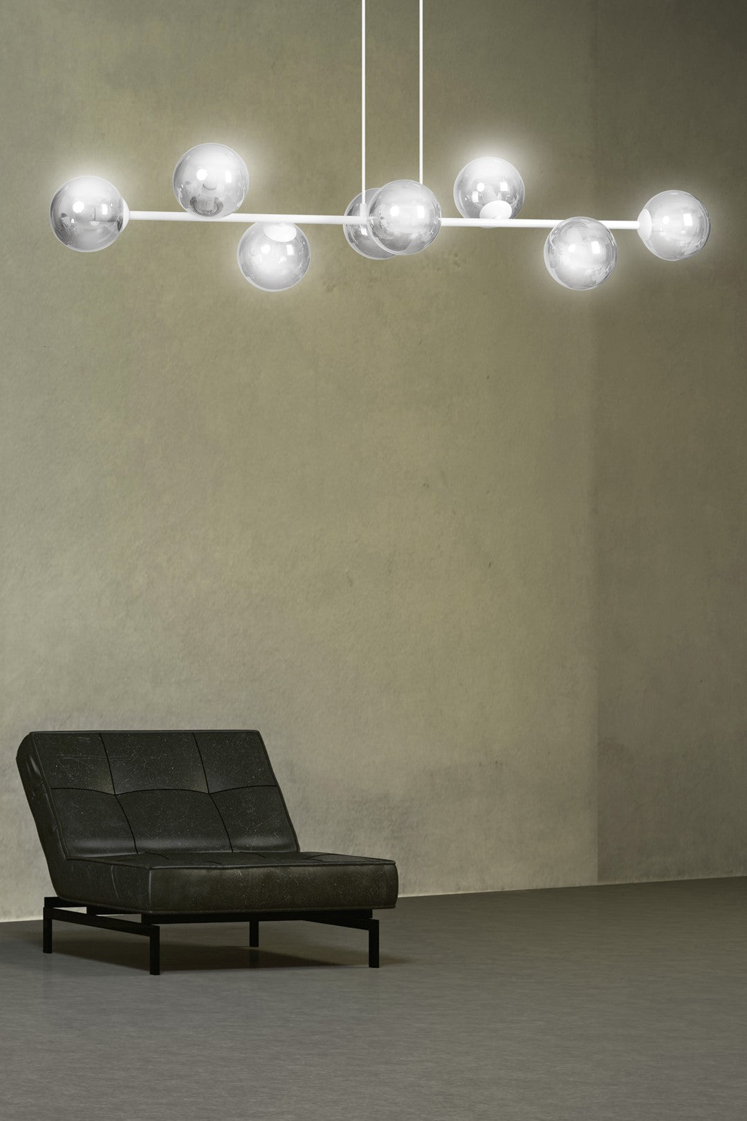 BIAŁA Lampa wisząca NICEA minimalistyczna KLOSZ szklany grafitowy 8xE14 - LAITICA