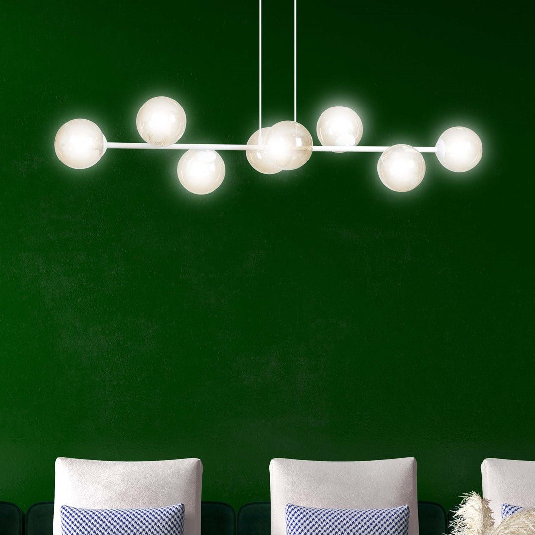 BIAŁA Lampa wisząca NICEA minimalistyczna KLOSZ szklany miodowy 8xE14 - LAITICA