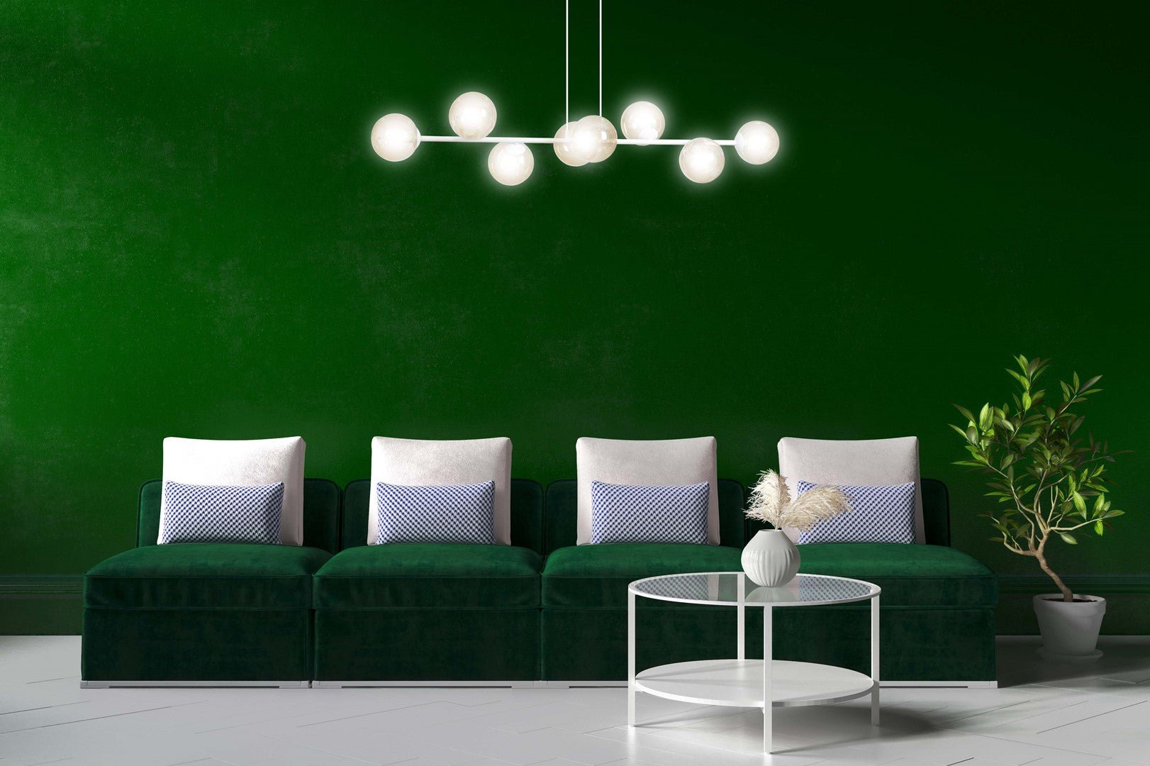 BIAŁA Lampa wisząca NICEA minimalistyczna KLOSZ szklany miodowy 8xE14 - LAITICA