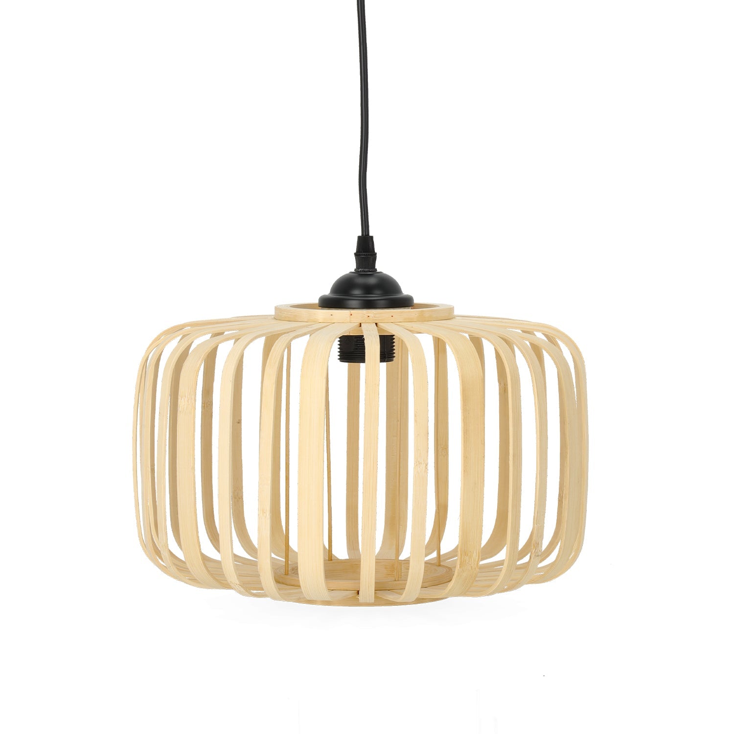 Boho lampa sufitowa BANDIGO WISZĄCA 1xE27 Mała 30cm Czarny zwis BAMBUSOWA - LAITICA