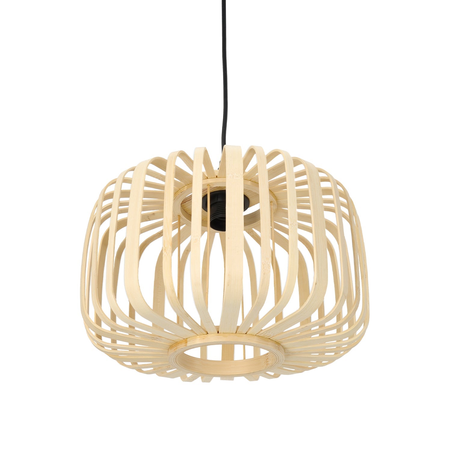 Boho lampa sufitowa BANDIGO WISZĄCA 1xE27 Mała 30cm Czarny zwis BAMBUSOWA - LAITICA
