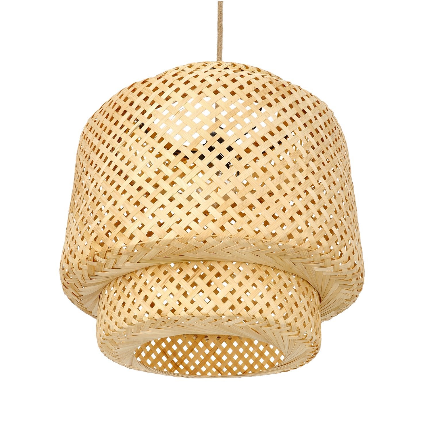 Boho Lampa WISZĄCA BONN RB pleciony klosz DUŻA 40cm E27 czarna podsufitówka - LAITICA
